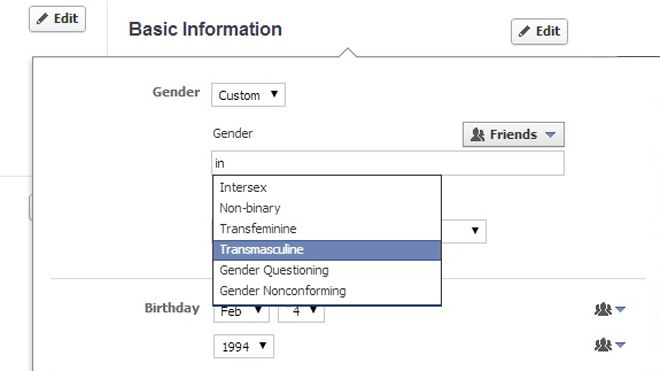 56 gender options for Facebook