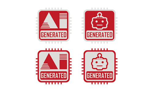 AI generated text in red and white