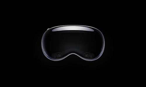 Apple vision pro front view in black background