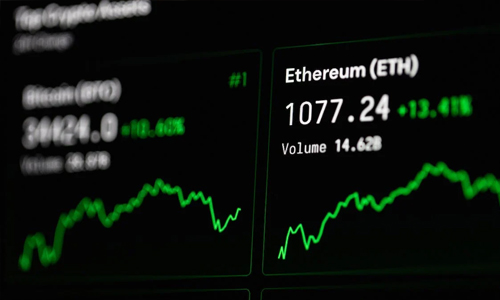 Computer screen with ethereum value