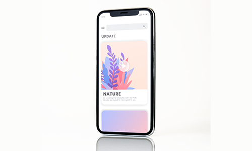 Phone with text UPDATE, NATURE in display
