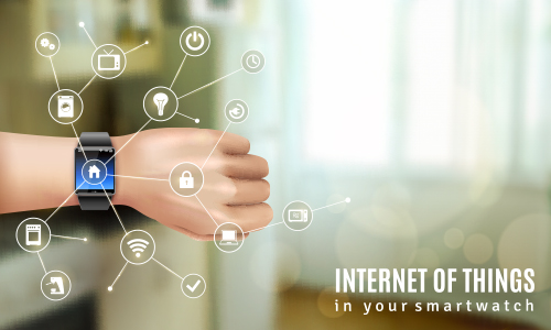 Smart watch in hands Iot