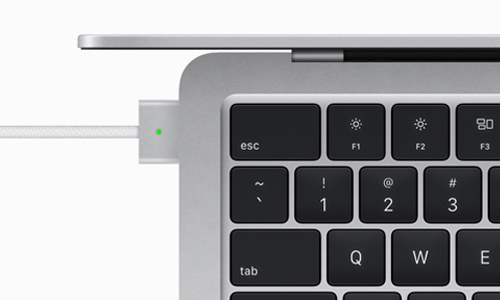 Closeup view of battery plug in
