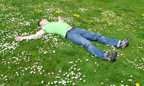 Man lying on grass