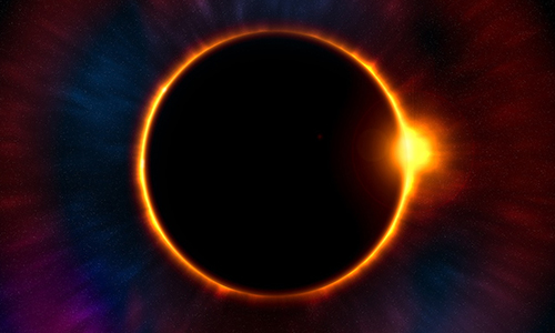 Close up view of total solar eclipse 