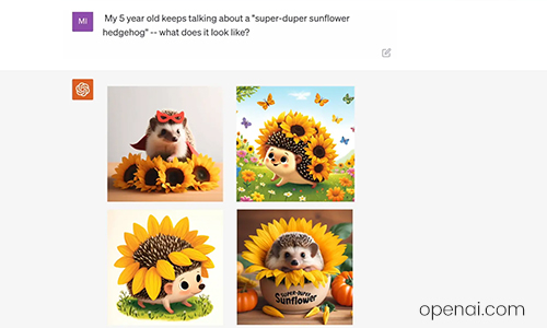 Hedgehog and sunflowers