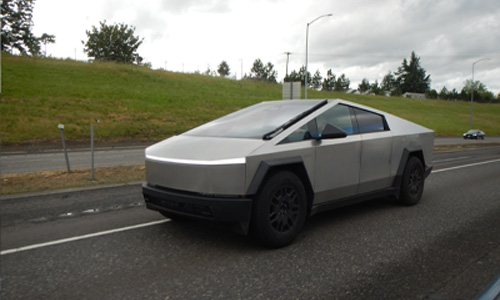 Tesla cyber truck on road