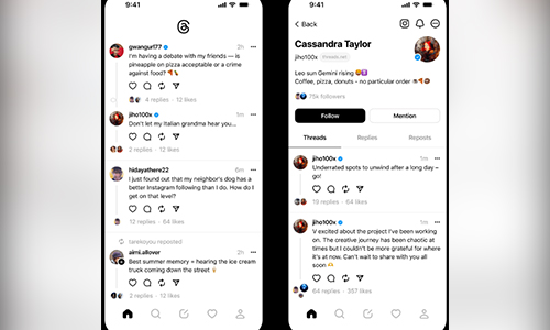 Threads app screenshot showing the new direct message inbox interface with private chat options