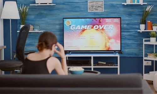 User accessing Samsung Smart TV settings to clear app cache
