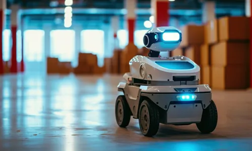 Advanced delivery robot representing the future of AI-driven logistics