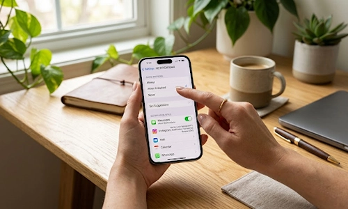 Person adjusting notification settings on a smartphone