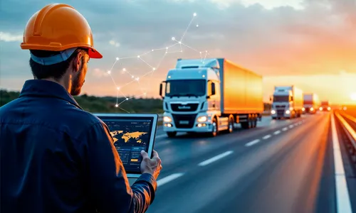 Logistics professional monitoring transportation and delivery operations