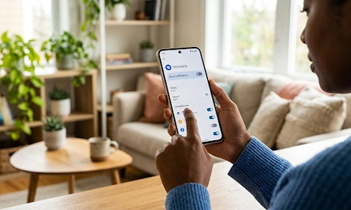 Person adjusting notification settings on a smartphone