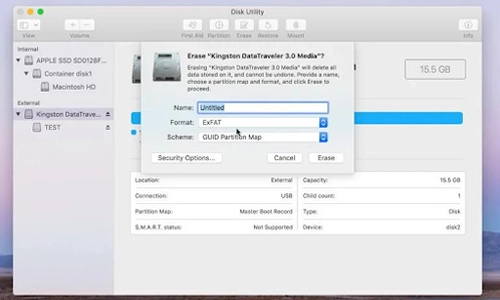 Select the right usb drive on disk utility