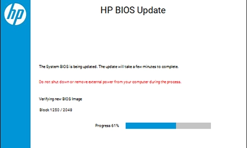 BIOS update progress screen showing a safe firmware update in progress.