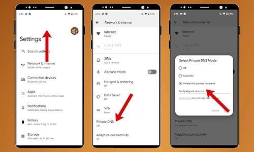 how to use dns to block ads on android private dns settings