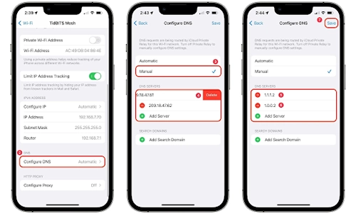 how to configure dns to block ads on iphone wifi settings