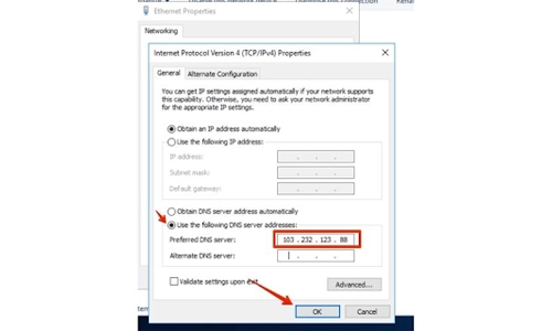 dns settings on windows to block ads using custom dns server